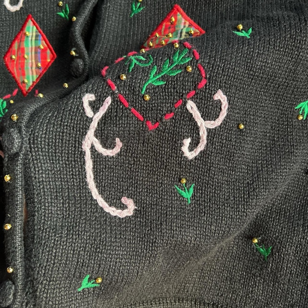 Vintage black Christmas Holiday knitted sweater vest size large - Picture 6 of 7